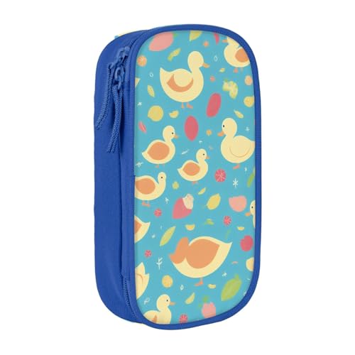 UENFFKDAP Duck Printed Patterns Large Capacity Pencil Case Student Pencil Case Cosmetic Bag Suitable for Schools and Offices, Unisex, blau, Einheitsgröße, Kosmetiktasche von UENFFKDAP
