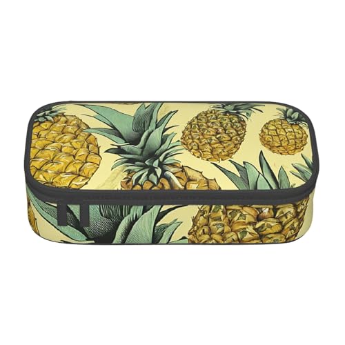 UENFFKDAP Exotic Tropical Pineapple Große Kapazität Federmäppchen Schüler Federmäppchen Kosmetiktasche mit Reißverschluss Geeignet für Schulen und Büros Unisex, Schwarz , Einheitsgröße, Kosmetiktasche von UENFFKDAP