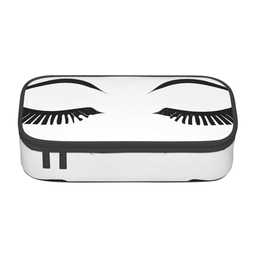 UENFFKDAP Eyelash Große Kapazität Federmäppchen Schüler Federmäppchen Kosmetiktasche mit Reißverschluss Geeignet für Schulen und Büros Unisex, Schwarz , Einheitsgröße, Kosmetiktasche von UENFFKDAP
