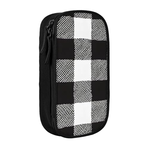 UENFFKDAP Federmäppchen, Schwarz und Weiß, kariert, große Kapazität, Schüler-Federmäppchen, Kosmetiktasche, geeignet für Schulen und Büros, Unisex, Schwarz , Einheitsgröße, Kosmetiktasche von UENFFKDAP