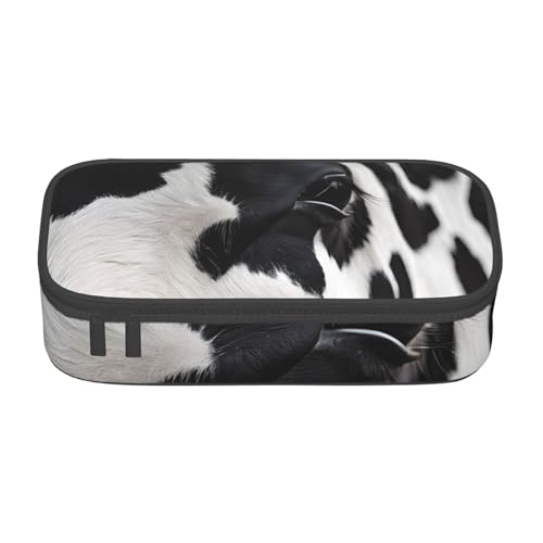 UENFFKDAP Federmäppchen, braunes Rindsleder, großes Fassungsvermögen, Schüler-Federmäppchen, Kosmetiktasche mit Reißverschluss, geeignet für Schulen und Büros, Unisex, Schwarz , Einheitsgröße, von UENFFKDAP