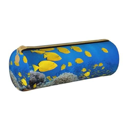 UENFFKDAP Federmäppchen, buntes Fischleder, Schüler-Federmäppchen, Reißverschluss, Kosmetiktasche, geeignet für Schulen und Büros, Unisex, weiß, Einheitsgröße, Kosmetiktasche von UENFFKDAP