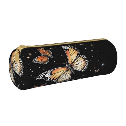 UENFFKDAP Federmäppchen aus Leder, bunt, Schmetterling, Schüler-Federmäppchen, Reißverschluss, Kosmetiktasche, geeignet für Schulen und Büros, Unisex, weiß, Einheitsgröße, Kosmetiktasche von UENFFKDAP