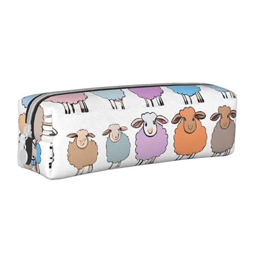 UENFFKDAP Federmäppchen aus Leder, niedliches buntes Schaf, Cartoon-Muster, Schüler-Federmäppchen, Reißverschluss, Kosmetiktasche, geeignet für Schulen und Büros, Unisex, weiß, Einheitsgröße, UENFFKDAP Federmäppchen aus Leder, niedliches buntes Schaf, Cartoon-Muster, Schüler-Federmäppchen, Reißverschluss, Kosmetiktasche, geeignet für Schulen und Büros, Unisex, weiß, Einheitsgröße, von UENFFKDAP