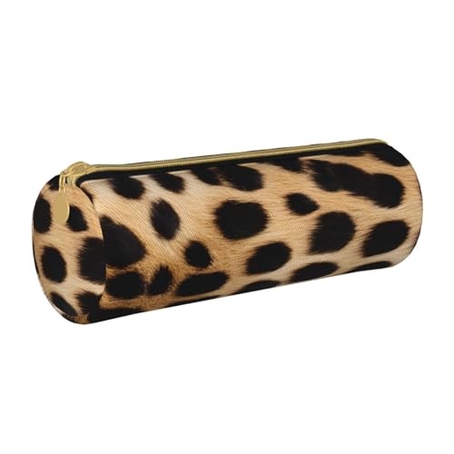 UENFFKDAP Federmäppchen aus Leder, raues Leopardenmuster, Schüler-Federmäppchen, Reißverschluss, Federmäppchen, Kosmetiktasche, geeignet für Schulen und Büros, Unisex, weiß, Einheitsgröße, von UENFFKDAP