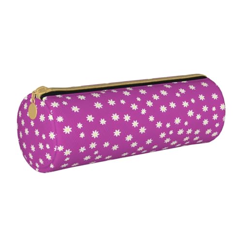 UENFFKDAP Federmäppchen aus Leder mit Blumenmuster, Schüler-Federmäppchen, Reißverschluss-Federmäppchen, Kosmetiktasche, geeignet für Schulen und Büros, Unisex, weiß, Einheitsgröße, Kosmetiktasche von UENFFKDAP