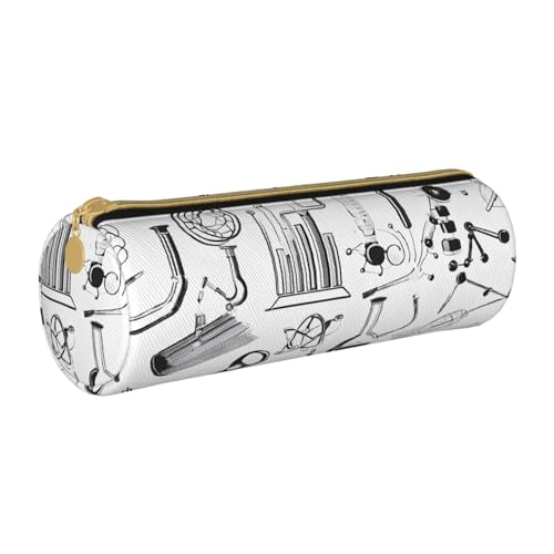 UENFFKDAP Federmäppchen aus Leder mit Chemie-Druck, Schüler-Federmäppchen, Reißverschluss-Federmäppchen, Kosmetiktasche, geeignet für Schulen und Büros, Unisex, weiß, Einheitsgröße, Kosmetiktasche von UENFFKDAP