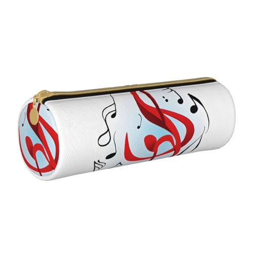 UENFFKDAP Federmäppchen aus Leder mit buntem Musikmotiv, Schüler-Federmäppchen, Reißverschluss, Kosmetiktasche, geeignet für Schulen und Büros, Unisex, weiß, Einheitsgröße, Kosmetiktasche von UENFFKDAP