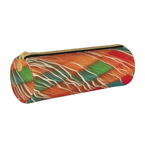 UENFFKDAP Federmäppchen aus Leder mit farbigen Linien, Druckmuster, Schüler-Federmäppchen, Reißverschluss-Federmäppchen, Kosmetiktasche, geeignet für Schulen und Büros, Unisex, weiß, Einheitsgröße, von UENFFKDAP