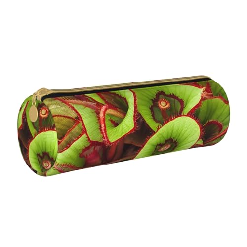 UENFFKDAP Federmäppchen aus Leder mit fleischfressenden Pflanzen, Schüler-Federmäppchen, Reißverschluss-Federmäppchen, Kosmetiktasche, geeignet für Schulen und Büros, Unisex, weiß, Einheitsgröße, von UENFFKDAP