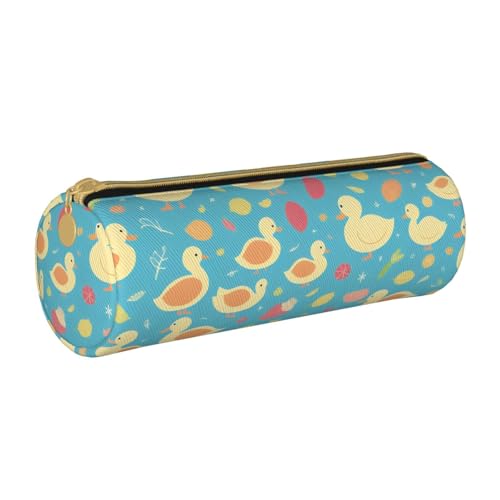 UENFFKDAP Federmäppchen mit Entenmuster aus Leder, Schüler-Federmäppchen, Reißverschluss, Federmäppchen, Kosmetiktasche, geeignet für Schulen und Büros, Unisex, weiß, Einheitsgröße, Kosmetiktasche von UENFFKDAP