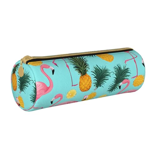 UENFFKDAP Federmäppchen mit Flamingo-Druck, Leder, Schüler-Federmäppchen, Reißverschluss, Federmäppchen, Kosmetiktasche, geeignet für Schulen und Büros, Unisex, weiß, Einheitsgröße, Kosmetiktasche von UENFFKDAP