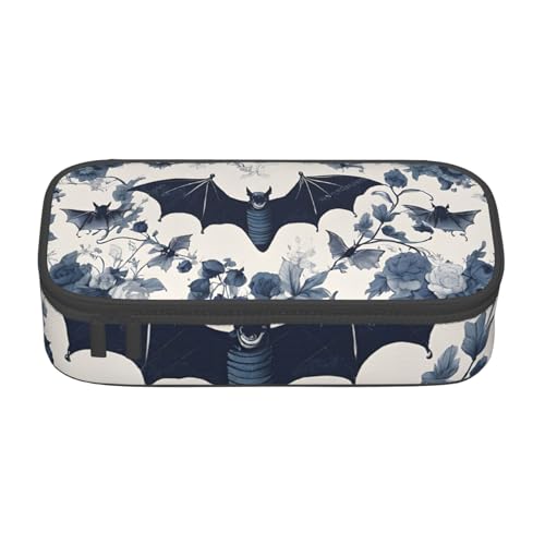 UENFFKDAP Federmäppchen mit Fledermausmuster, große Kapazität, Schüler-Federmäppchen, Kosmetiktasche mit Reißverschluss, geeignet für Schulen und Büros, Unisex, Schwarz , Einheitsgröße, Kosmetiktasche von UENFFKDAP