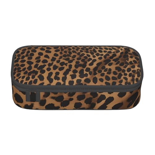 UENFFKDAP Federmäppchen mit Leopardenmuster, große Kapazität, Schüler-Federmäppchen, Kosmetiktasche mit Reißverschluss, geeignet für Schulen und Büros, Unisex, Schwarz , Einheitsgröße, Kosmetiktasche von UENFFKDAP