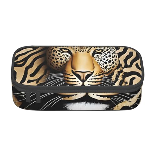 UENFFKDAP Federmäppchen mit Leopardenmuster, große Kapazität, Schülermäppchen, Kosmetiktasche mit Reißverschluss, geeignet für Schulen und Büros, Unisex, Schwarz , Einheitsgröße, Kosmetiktasche von UENFFKDAP