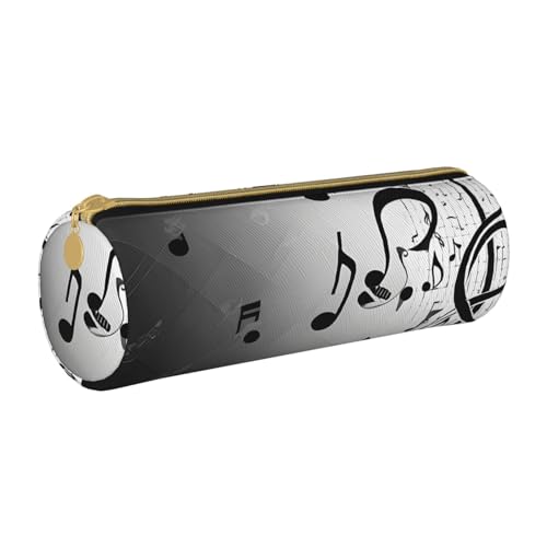 UENFFKDAP Federmäppchen mit Musiknoten Druck aus Leder, Schüler-Federmäppchen, Reißverschluss-Federmäppchen, Kosmetiktasche, geeignet für Schulen und Büros, Unisex, weiß, Einheitsgröße, Kosmetiktasche von UENFFKDAP