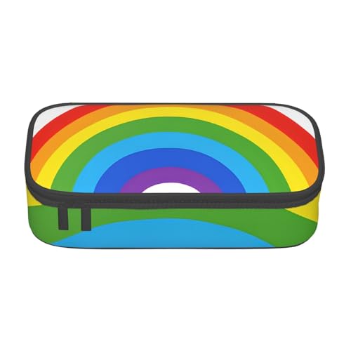 UENFFKDAP Federmäppchen mit Regenbogen-Druck, große Kapazität, Schüler-Federmäppchen, Kosmetiktasche mit Reißverschluss, geeignet für Schulen und Büros, Unisex, Schwarz , Einheitsgröße, Kosmetiktasche von UENFFKDAP
