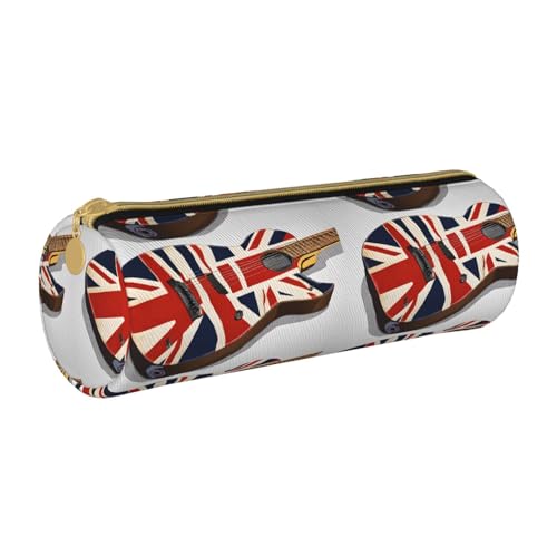 UENFFKDAP Federmäppchen mit britischer Flagge, Leder, Schüler-Federmäppchen, Reißverschluss, Kosmetiktasche, geeignet für Schulen und Büros, Unisex, weiß, Einheitsgröße, Kosmetiktasche von UENFFKDAP