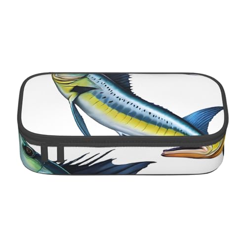 UENFFKDAP Fish Art Federmäppchen mit großem Fassungsvermögen, Schüler-Federmäppchen, Kosmetiktasche mit Reißverschluss, geeignet für Schulen und Büros, Unisex, Schwarz , Einheitsgröße, Kosmetiktasche von UENFFKDAP