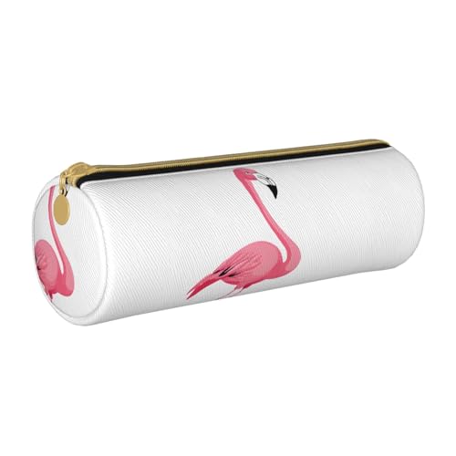 UENFFKDAP Flamingo Leder Federmäppchen Schüler Federmäppchen Reißverschluss Federmäppchen Kosmetiktasche Geeignet für Schulen und Büros, Unisex, weiß, Einheitsgröße, Kosmetiktasche von UENFFKDAP