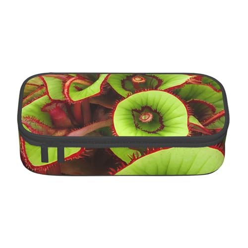 UENFFKDAP Fleischfressende Pflanze Große Kapazität Federmäppchen Schüler Federmäppchen Kosmetiktasche mit Reißverschluss Geeignet für Schulen und Büros, Unisex, Schwarz , Einheitsgröße, Kosmetiktasche von UENFFKDAP