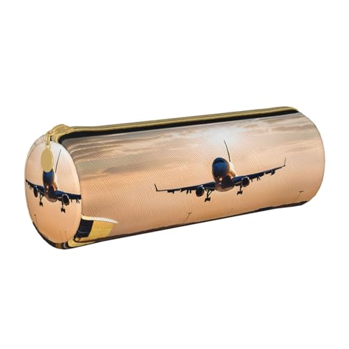 UENFFKDAP Flugzeug Leder Federmäppchen Student Federmäppchen Reißverschluss Federmäppchen Kosmetiktasche Geeignet für Schulen und Büros, Unisex, weiß, Einheitsgröße, Kosmetiktasche von UENFFKDAP