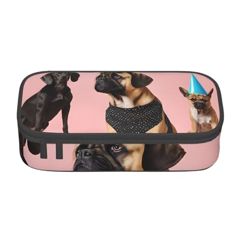 UENFFKDAP Französische Bulldogge Druck Große Kapazität Federmäppchen Schüler Federmäppchen Kosmetiktasche mit Reißverschluss Geeignet für Schulen und Büros Unisex, Schwarz , Einheitsgröße, von UENFFKDAP