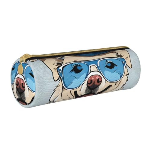 UENFFKDAP Französische Bulldogge Leder Federmäppchen Schüler Federmäppchen Reißverschluss Federmäppchen Kosmetiktasche Geeignet für Schulen und Büros, Unisex, weiß, Einheitsgröße, Kosmetiktasche von UENFFKDAP