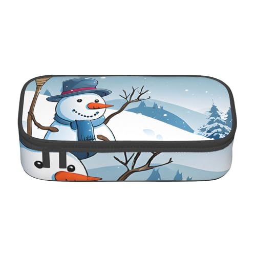 UENFFKDAP Frohe Weihnachten und Schnee Große Kapazität Federmäppchen Schüler Federmäppchen Kosmetiktasche mit Reißverschluss Geeignet für Schulen und Büros Unisex, Schwarz , Einheitsgröße, von UENFFKDAP