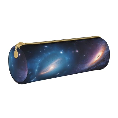UENFFKDAP Galaxy Leder Federmäppchen Schüler Federmäppchen Reißverschluss Federmäppchen Kosmetiktasche Geeignet für Schulen und Büros, Unisex, weiß, Einheitsgröße, Kosmetiktasche von UENFFKDAP