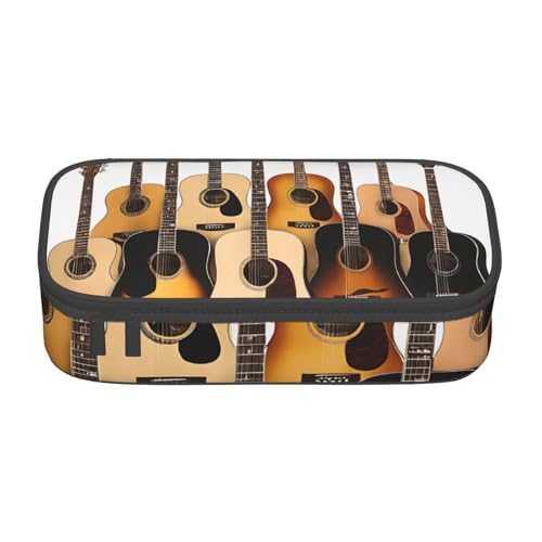 UENFFKDAP Gitarren Große Kapazität Federmäppchen Schüler Federmäppchen Kosmetiktasche mit Reißverschluss Geeignet für Schulen und Büros Unisex, Schwarz , Einheitsgröße, Kosmetiktasche von UENFFKDAP