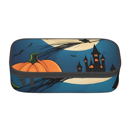 UENFFKDAP Halloween Muster Große Kapazität Federmäppchen Schüler Federmäppchen Kosmetiktasche mit Reißverschluss Geeignet für Schulen und Büros Unisex, Schwarz , Einheitsgröße, Kosmetiktasche von UENFFKDAP