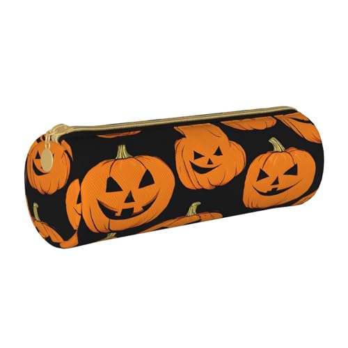 UENFFKDAP Halloween Muster Leder Federmäppchen Schüler Federmäppchen Reißverschluss Federmäppchen Kosmetiktasche Geeignet für Schulen und Büros, Unisex, weiß, Einheitsgröße, Kosmetiktasche von UENFFKDAP