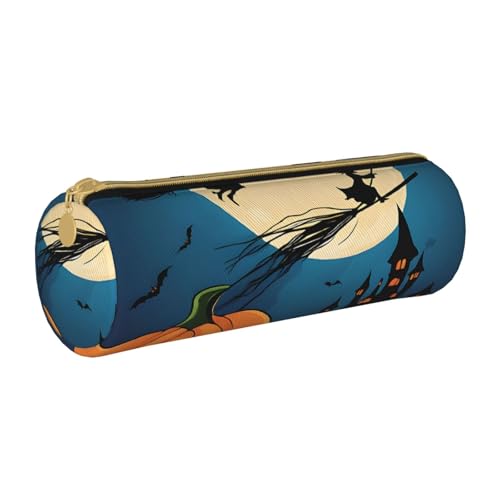 UENFFKDAP Halloween Muster Leder Federmäppchen Schüler Federmäppchen Reißverschluss Federmäppchen Kosmetiktasche Geeignet für Schulen und Büros, Unisex, weiß, Einheitsgröße, Kosmetiktasche von UENFFKDAP