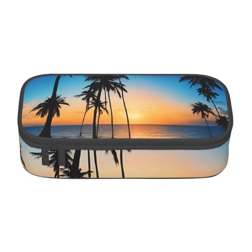 UENFFKDAP Hawaii Beach Große Kapazität Federmäppchen Schüler Federmäppchen Kosmetiktasche mit Reißverschluss Geeignet für Schulen und Büros Unisex, Schwarz , Einheitsgröße, Kosmetiktasche von UENFFKDAP