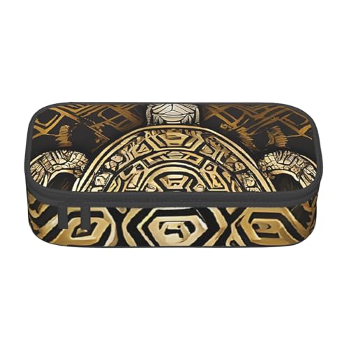 UENFFKDAP Hawaiian Tapa Honu Schildkröte Große Kapazität Federmäppchen Schüler Federmäppchen Kosmetiktasche mit Reißverschluss Geeignet für Schulen und Büros Unisex, Schwarz , Einheitsgröße, von UENFFKDAP