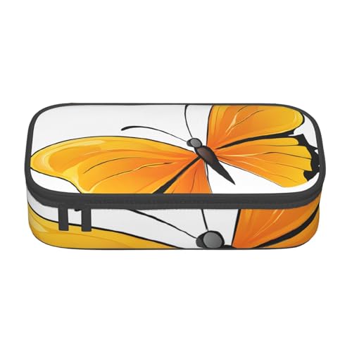 UENFFKDAP Hübsche Schmetterlinge Große Kapazität Federmäppchen Schüler Federmäppchen Kosmetiktasche mit Reißverschluss Geeignet für Schulen und Büros Unisex, Schwarz , Einheitsgröße, Kosmetiktasche von UENFFKDAP