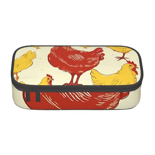 UENFFKDAP Huhn Küken Große Kapazität Federmäppchen Schüler Federmäppchen Kosmetiktasche mit Reißverschluss Geeignet für Schulen und Büros Unisex, Schwarz , Einheitsgröße, Kosmetiktasche von UENFFKDAP