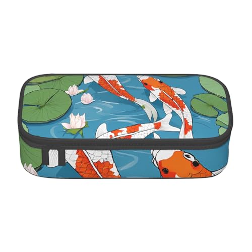 UENFFKDAP Japanischer hübscher Fisch Große Kapazität Federmäppchen Schüler Federmäppchen Kosmetiktasche mit Reißverschluss Geeignet für Schulen und Büros Unisex, Schwarz , Einheitsgröße, von UENFFKDAP