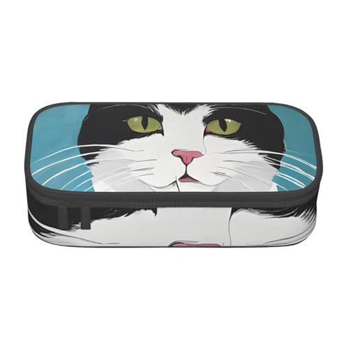 UENFFKDAP Katze Große Kapazität Federmäppchen Schüler Federmäppchen Kosmetiktasche mit Reißverschluss Geeignet für Schulen und Büros Unisex, Schwarz , Einheitsgröße, Kosmetiktasche von UENFFKDAP