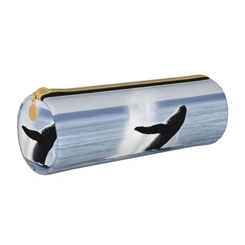 UENFFKDAP Killer Whale Leder Federmäppchen Schüler Federmäppchen Reißverschluss Federmäppchen Kosmetiktasche Geeignet für Schulen und Büros, Unisex, weiß, Einheitsgröße, Kosmetiktasche von UENFFKDAP