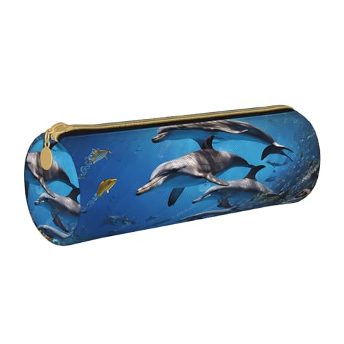 UENFFKDAP Killer Whale Print Leder Federmäppchen Schüler Federmäppchen Reißverschluss Federmäppchen Kosmetiktasche Geeignet für Schulen und Büros, Unisex, weiß, Einheitsgröße, Kosmetiktasche von UENFFKDAP