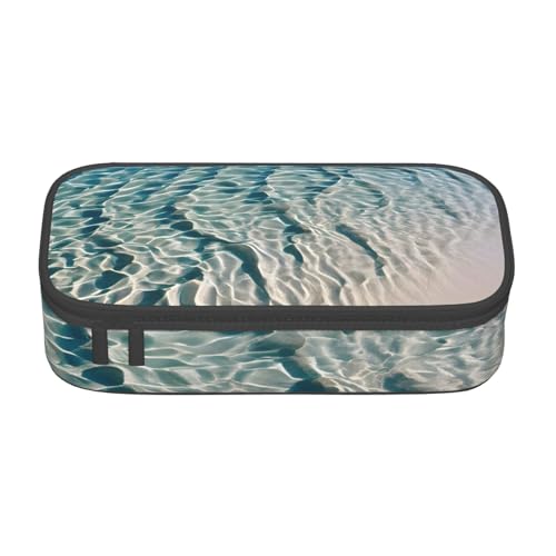 UENFFKDAP Klares Meerwasser Große Kapazität Federmäppchen Schüler Federmäppchen Kosmetiktasche mit Reißverschluss Geeignet für Schulen und Büros Unisex, Schwarz , Einheitsgröße, Kosmetiktasche von UENFFKDAP
