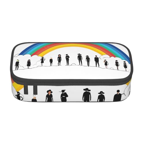 UENFFKDAP Kleine Regenbogen Große Kapazität Federmäppchen Schüler Federmäppchen Kosmetiktasche mit Reißverschluss Geeignet für Schulen und Büros Unisex, Schwarz , Einheitsgröße, Kosmetiktasche von UENFFKDAP