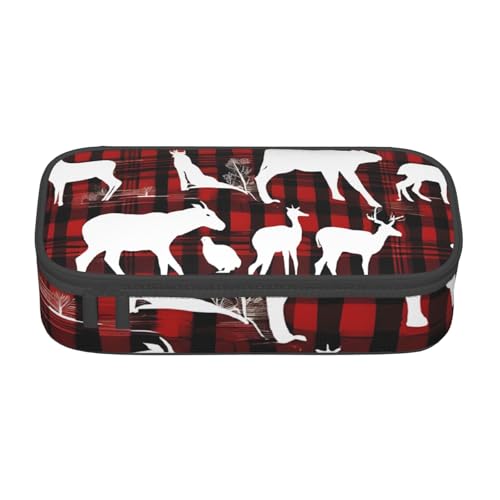 UENFFKDAP Kuh Hirsch Baum Weihnachten Große Kapazität Federmäppchen Schüler Federmäppchen Kosmetiktasche mit Reißverschluss Geeignet für Schulen und Büros Unisex, Schwarz , Einheitsgröße, von UENFFKDAP