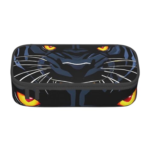 UENFFKDAP Leopard Große Kapazität Federmäppchen Schüler Federmäppchen Kosmetiktasche mit Reißverschluss Geeignet für Schulen und Büros Unisex, Schwarz , Einheitsgröße, Kosmetiktasche von UENFFKDAP