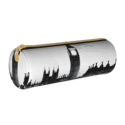 UENFFKDAP London Leder Federmäppchen Schüler Federmäppchen Reißverschluss Federmäppchen Kosmetiktasche Geeignet für Schulen und Büros, Unisex, weiß, Einheitsgröße, Kosmetiktasche von UENFFKDAP