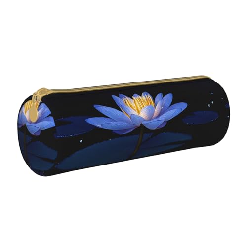 UENFFKDAP Lotus Blume Leder Federmäppchen Schüler Federmäppchen Reißverschluss Federmäppchen Kosmetiktasche Geeignet für Schulen und Büros, Unisex, weiß, Einheitsgröße, Kosmetiktasche von UENFFKDAP