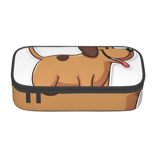 UENFFKDAP Lustiger Dackel Hund Große Kapazität Federmäppchen Schüler Federmäppchen Kosmetiktasche mit Reißverschluss Geeignet für Schulen und Büros Unisex, Schwarz , Einheitsgröße, Kosmetiktasche von UENFFKDAP