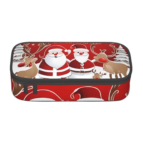 UENFFKDAP Merry Christmas Große Kapazität Federmäppchen Schüler Federmäppchen Kosmetiktasche mit Reißverschluss Geeignet für Schulen und Büros Unisex, Schwarz , Einheitsgröße, Kosmetiktasche von UENFFKDAP